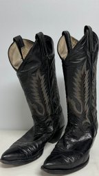 A Pair Of VINTAGE Leather Larry Mahan Boots Black Leather Size 9.5