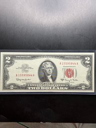 1963-A Uncirculated Red Seal $2 Bill