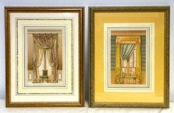 A Pair Of Vintage French Window Treatment Catalog Prints