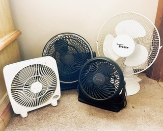 Four Table Top Fans- Honeywell, Hawaiian Breeze And Massey- Power Tested