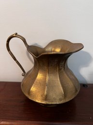 Vintage Heavy Fluted Brass Pitcher