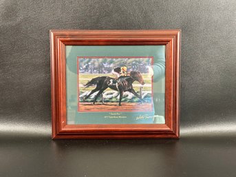 Print, Seattle Slew, 1977 Triple Crown Champion, Signed On The Mat By Acclaimed Equine Artist Celeste Susany