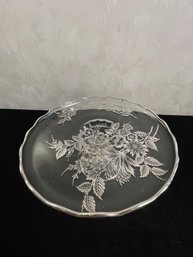 Crystal Glass Etched Cake Stand