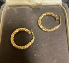 Pr Of 18k Gold Hoop Earrings . Tested And Stamped 18k Excellent Condition