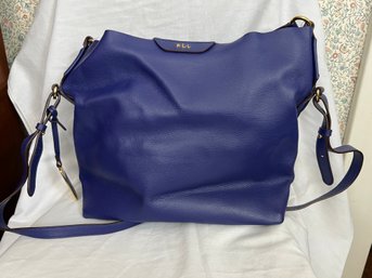 Vibrant Blue Leather Ralph Lauren Handbag