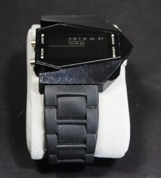 Contemporary Black Digital Japanese Novelty Quartz Movement Wristwatch