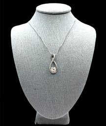 Sterling Silver Clear Stones With Large Clear Stone Pendant Necklace