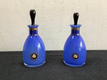 Blue With Gold Trim Perfume Decanters