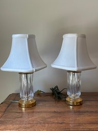 Pair Of Vintage Glass Table Lamps