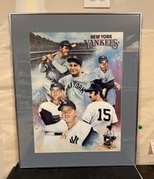 Large 24' X 30' Framed New York Yankees Poster- Babe Ruth, Dimaggio, Gehrig, Mantle, Maris, Munson  Suso/ WA-B