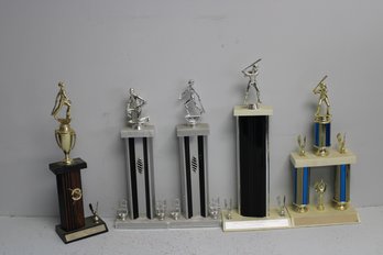 Lot Of 5 Baseball Trophies