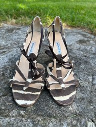 Manolo Blahnik Brown & Tan Sandals Size 36.5