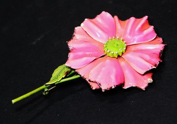 Vintage 1960s Flower Power Brooch Pink Large Flower Brooch 4' Tall