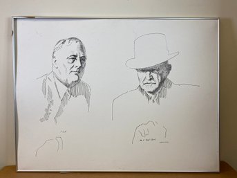 Original Ink On Mounted Paper And Framed - FDR And Sewell Avery - Signed Alton S Tobey