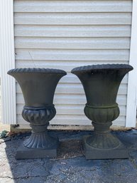 Pair Of Outdoor Cast Iron Planters.