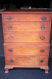 Antique American 5 Drawer Tall Boy Chest Of Drawers