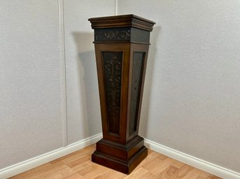 Tall Wooden Pedestal Stand With Step Moulding
