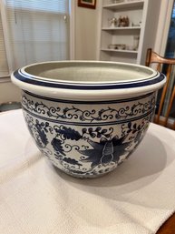 Large Blue & White Porcelain Jardiniere