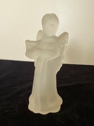 Pressed Frosted Glass Angel Candle Holder