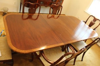 Mahogany Dining Table And 6 Chairs, 2 20 In Leaves,  68 In Long Before Leaves