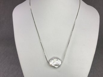 Brand New Sterling Silver Box Chain With Natural Cultured Flat Pearl Pendant Absolutely Beautiful Piece !