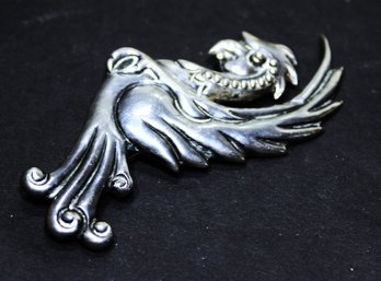 Super Fine Large Vintage Mexican Sterling Silver Bird Brooch Signed