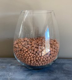 Large Glass Bowl With Clay Spheres