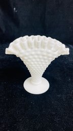 FENTON Small Milk Glass Hobnail Fan Bud Vase