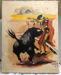 Bullfighter On Canvas - Signed