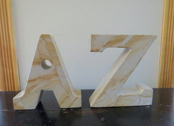 A Pair Of A To Z Stone Bookends