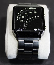 Contemporary Black Unusual Novelty Japanese Quartz Movement Wristwatch