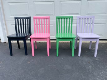 Set Of Painted Wood Dining Chairs