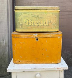 One Antique Tin Bread Basket Plus Another