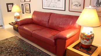 EUROPEAN LEATHER PULL OUT SOFA