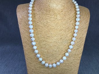 Fabulous Genuine Cultured Baroque / Beehive Pearl Necklace With 925 / Sterling Silver Clasp - VERY PRETTY !