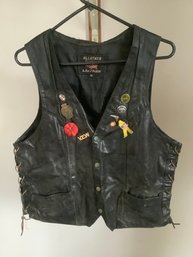 Allstate Leather Size M Black Vest With Pins