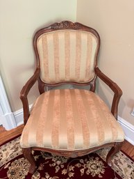 A Vintage Upholstered Carved Bergere Chair