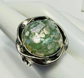 P2 ISRAEL STERLING SILVER ROMAN GLASS RING