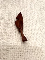 Carved Wooden Bird Pin