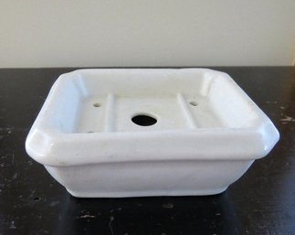 A Vintage White Ironstone Soap Dish