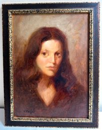 Eyal Moyal (Born 1970 Israel) Oil Painting On Canvas In Custom Frame, Portrait Of A Woman