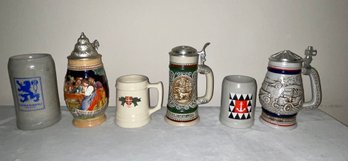 Lot Of Six Assorted Steins