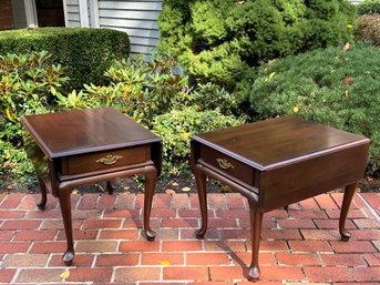 Vintage Ethan Allen Georgian Court Collection Cherry Drop Leaf End Tables