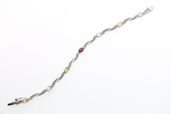 Sterling Silver Multi Gemstone Bracelet 7 Inches