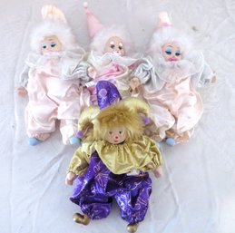 4 Clown Jester Dolls