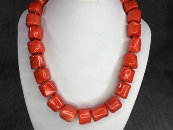Incredible Chunky Orange Coral Necklace - Retail Price $595 - This Is BEAUTIFUL - Very Pretty Necklace !