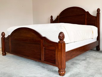 A Mahogany King Bedstead With Coastal Shutter Woodwork By Tommy Bahama