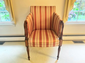 Southwood Empire Style Red Satin Striped Armchair