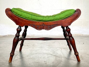 An Antique Turned Wood Fireplace Stool