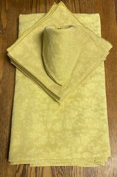 Beautiful Vintage Golden Sand Embroidered Table Linens - Tablecloth & 20 Napkins